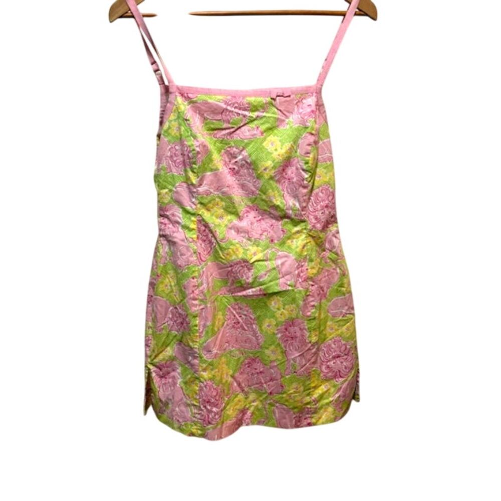 Vintage Lilly Pulitzer Romper Lion Print White Label Pink and Green women's 2